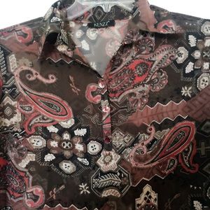 ⭐️KENZZ RED AND BROWN PAISLEY BUTTON DOWN